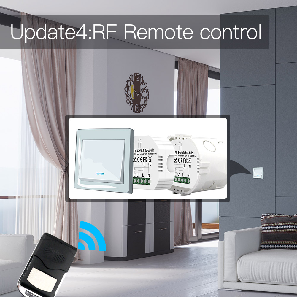Módulo de interruptor de luz WiFi + RF433 de 1 grupo Mini tipo oculto