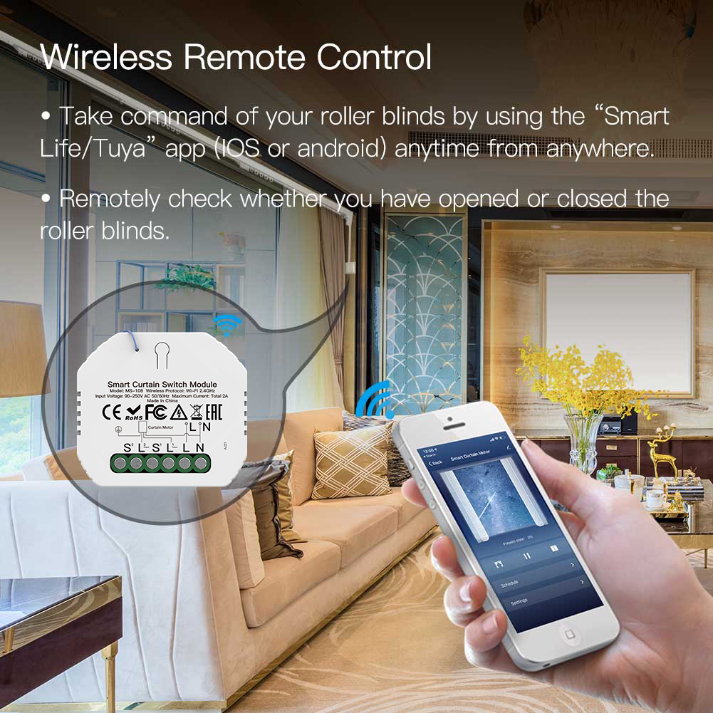 Módulo de interruptor de persiana de cortina Smart WiFi 1 Gang para persiana enrollable